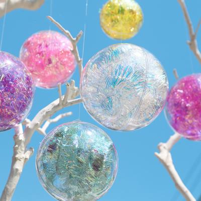 China New Design Open Ball Bauble Plastic Clear Christmas Decor Pendants Hanging Candy Ball for sale