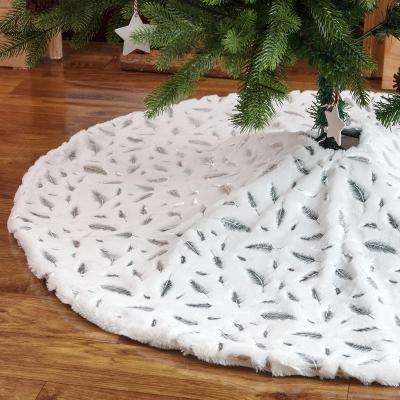 China Golden Christamas Tree Decoration Plush Glitter Sequins White Christmas Tree Skirt Feather Carpet Christmas Tree Decoration Ornament for sale