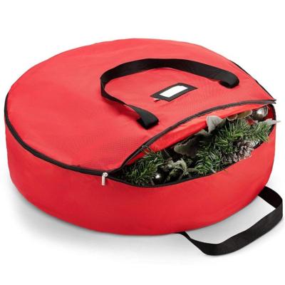 China Collapsible Folding Dustproof Christmas Wreath Storage Bag for Christmas Storing Christmas Tree Garland Storage for sale