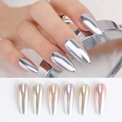 China 6-Color to choose from Double Color Mirror Nail Glitter Powder Metallic Gold Color Silver Solid Nail Powder Dye Dust Nail DIY Art Decorations for sale