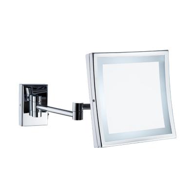 China HSY1018 lighted led lighted magnifying wall mount makeup square led single side mirror for sale