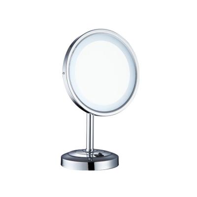 China Fashion Single Sided Light LED Lighted Cosmetic Table Shaving Stainless Steel Magnifying Metal Framed Vanity Mirror For Hotel for sale