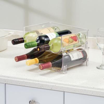 China Clear Plastic Folding Wine Bottle Organizer For Kitchen Countertop Pantry Fridge for sale