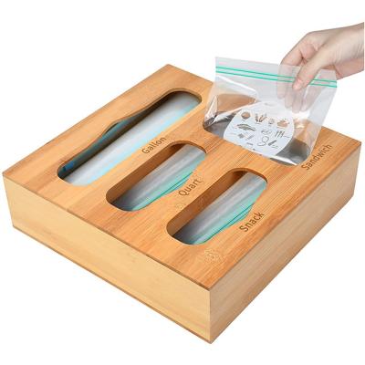 China Bamboo Kitchen Bag Storage Ziplock Organizer For Kitchen Drawer for sale