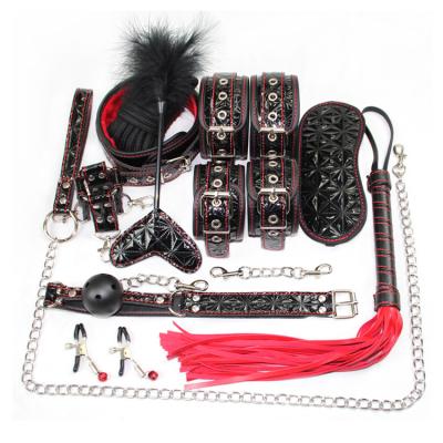 China Sexy Bondage Fun 10 Pcs/Set Bondage Restraints Sexy Flirt Sets Plush Leather Packet Mens Womens SM Adult Sex Supplies for sale