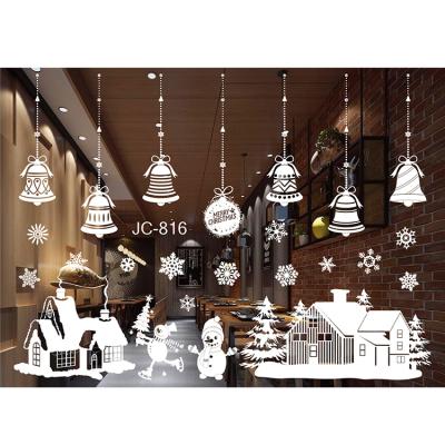 China Decorative Window Sticker Christmas Decoration Snowflake Wall Stickers Stained Glass Wall Decal DIY Window Stickers for Home New Year for sale