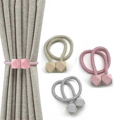 China Modern Hook Holder Tie Backs Polyester Curtain Magnetic Buckle Multi Color Ball Shape Magnetic Curtain Tiebacks for sale