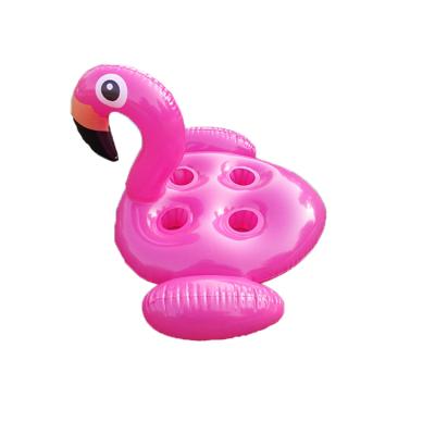 China Sustainable Water Ice Bucket Cup Holder Float 4 Holes Inflatable Stand Inflatable Flamingo On Summer Party Hot Sale for sale