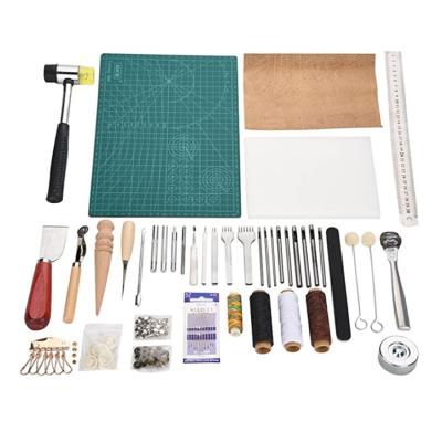 China Hot Selling DIY 60pcs Eco-friendly Handmade Leather Craft Leather Craft Awl Cutting Sewing Working Leather Tool Kit for sale