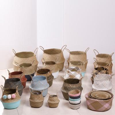 China Wholesale Viable Belly Basket Flower Plant Plankton Plants Handmade Pots Decors Laundry Storage Basket for sale