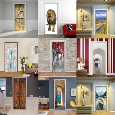 China Reused Self Adhesive Removable 3D Home Room Art Decals Entrance Wall Door Sticker Wall Decor for sale