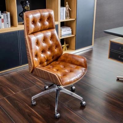 China (Size) Modern Design Adjustable Premium Leather Boss Swivel Office Executive Chair For Commercial Use for sale