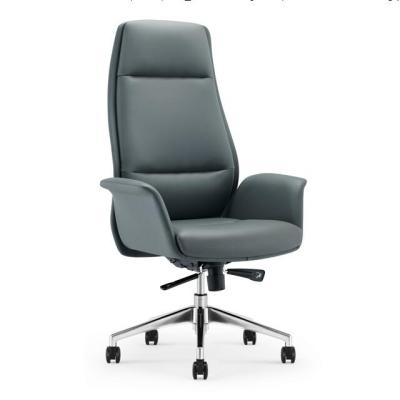 China Modern High Back Comfortable PU Swivel (Height) Executive Office Leather Chair With Aluminum Base for sale