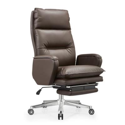 China (Height) Comfortable And Luxury Adjustable High Back PU Arm Swivel Office Executive Tan Leather Chair for sale