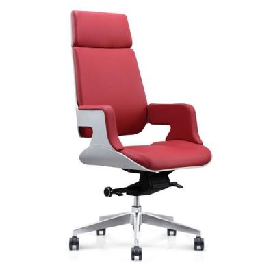 China Adjustable (height) High Class Luxury Style Office Furniture Executive Red Leather Revolving Office Chair For CEO Use for sale