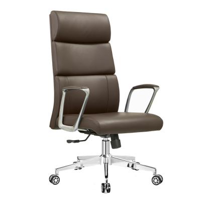 China Adjustable High Back Foshan Swivel (Height) Office Furniture Manager Brown Leather Office Chair for sale