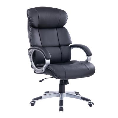 China Leather Boss Office Chair (Height) Adjustable Commercial Chair Large High Back Height With Soft Pad for sale