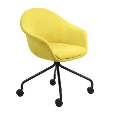 China Modern Design Premium Black Matte Aluminum Base Fabric Office Swivel Upholstered Swivel Chairs for sale