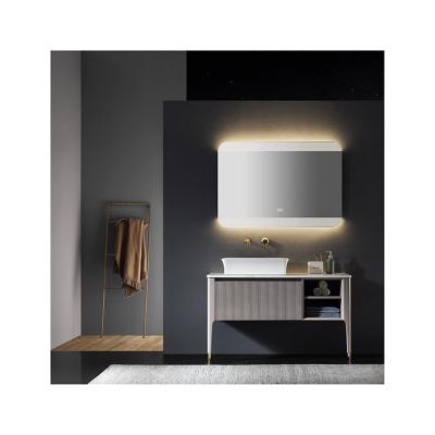 China Latest Design Modern White Quartzite Countertop Cabinet Bathroom Vanity LED Solid Wood Mirror Cabinet for sale