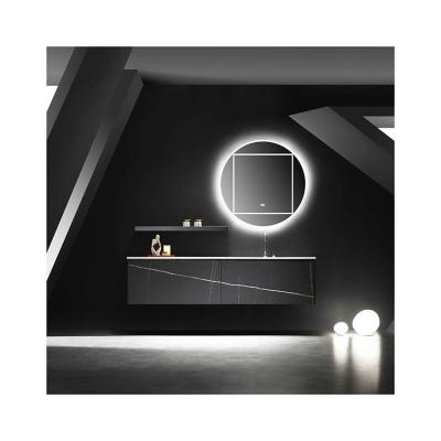 China Modern Luxury Design Graphite Slab LED Mirror Bathroom Vanity Cabinet Hotel Cabinet Vanity for sale