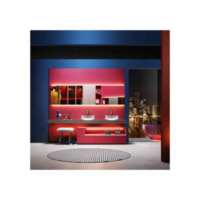 China Modern Premium Design Bathroom Vanity Set Red Bathroom Cabinet With Double Basin And LED Mirror Hot Selling for sale