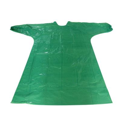 China 78G Medical Isolation Green Disposable PE Surgical Gown With Elastic Cuffs for sale