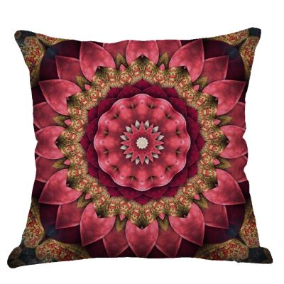 China New Portable Canvas Pillow Case Sofa Back Seat Cushion Pillowcase Hugging Mandala Printing Cushion Cover Cotton for sale