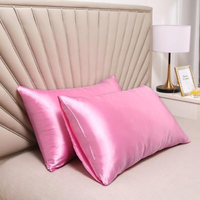 China Wholesale Luxury Non-Toxic Imitate Silk Pillow Cover Rectangle Plain Dye Plain Pillow Case Satin Envelope Pillow Case for sale