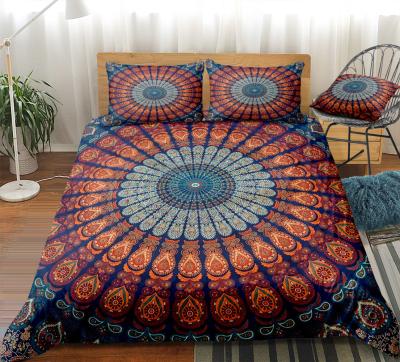 China Wholesale Bohemian Style Nondisposable Linen Three Piece Ethnic Home Comforter Cover Cotton Bedding Stain Linen Bedding Sets for sale