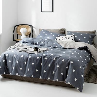 China Nondisposable Polka Dot Print Bed Sheet Bedding Set Custom Print Printed Bed Sheet Set for sale