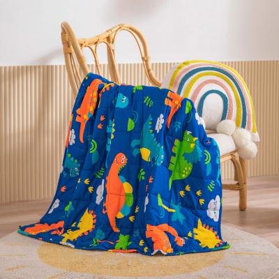 China Pure Material Design Cotton Skin Care Cartoon Dinosaur Weighted Anti-pilling Blanket For Kids for sale