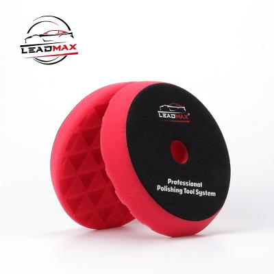 China New Design 6 Inch Strong Red Diamond Shape Longevity LEADMAX Car Cutting Polishing Finish Pad For DA Polisher for sale