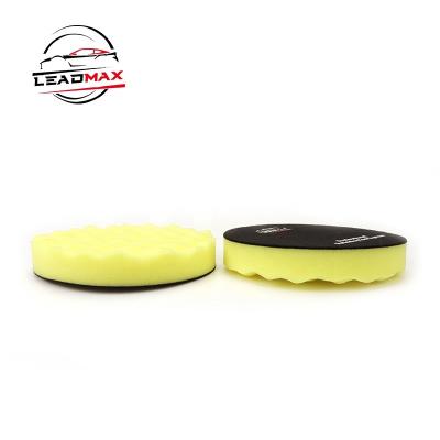 China LEADMAX 3 inch 5inch 6inch 7inch strong yellow straight cut wavesponge polishing pad for car for sale