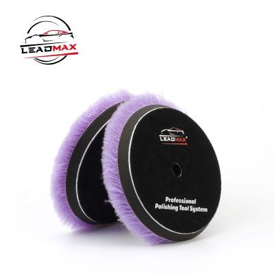 China LEADMAX Car Body 5 Inch Purple High Quality Wool Pad Polisher Polishing Pads For Auto Care Car Detailing for sale