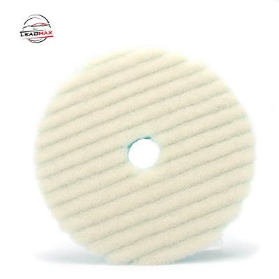 China LEADMAX High Glossy Polishing Ultra-Smooth Finish Polish Pad Around 6inch/150mm Lambswool Polishing Pad For Car Detailing for sale