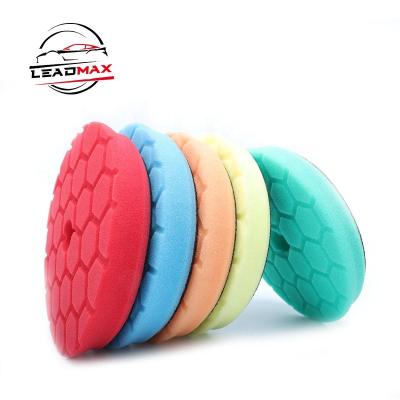 China Durable LEADMAX 5inch Bevel Honeycomb Shape Multi Color Foam Polishing Pads For RO/DA Polisher for sale