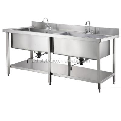 China Industrial Kitchen/Commercial Japan Kitchen/Restaurant Canteen Double Bowl Stainless Steel Sink Rack With Drainer In Singapore for sale