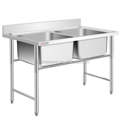 China Industrial Hot Selling Restaurant Double Sink 201/304Stainless Steel Kitchen Work Table Dish Wash Sink/Kitchen Restaurant/Canteen Australia Factory for sale