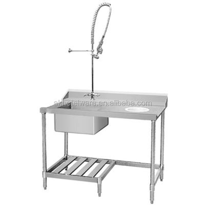 China Custom Industrial Kitchen Work Sink/Kitchen Dining Table/Canteen Stainless Steel Restaurant For Dishwasher In Australia Dishwasher Sink Table Factory for sale