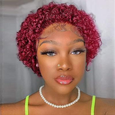 China Pixie Cut Curly Wig Natural Curly Short Hair Pixie Bob Closure Wig With Short Curl Lace For Women for sale