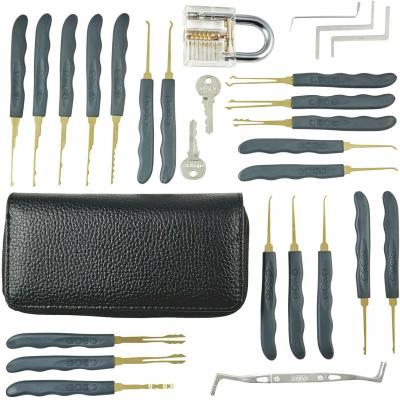 China Wafer Rakes 24 Pieces Hook Pick Tool Kit Transparent Open Door Locksmith Practice Lock Picks Sets for sale