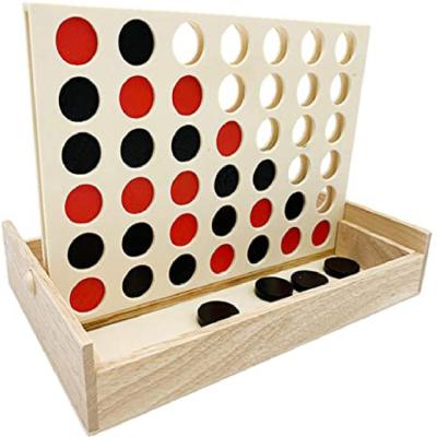 China Game Children's Learning Toy Wooden 4 In A Row Game Set Detachable Table Game Board Parent-child Game for sale