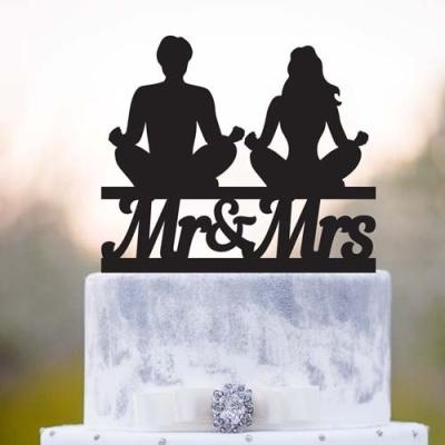 China Recyclable Mr. And Mrs Silver Ring Acrylic Cake Topper Wedding anniversary for newlyweds for sale