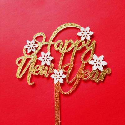 China Party Decoartion New Year Christmas Party Cake Decoration Glitter Acrylic Merry Christmas Cake Baking Toppers for sale