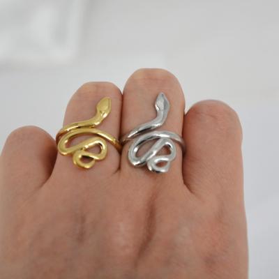 China CLASSIC Hot Sales High Quality Passage NPS Test Smooth-surface Snake Shape Rings 14K Gold Plated Color For Women Ring Christmas Gift for sale