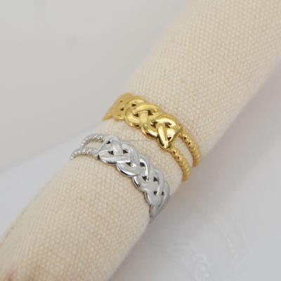 China High Quality Ring Stainless Steel 2 Ball Half Line Braid Shape New Fashionable Women's Rings for sale