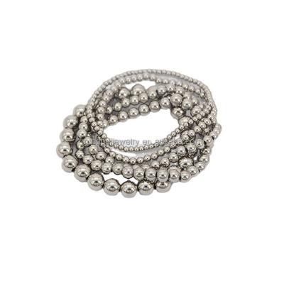 China CLASSIC Silver Round Beaded Bracelets 2/3/4/5/6/8mm High Quality Stainless Steel Beads Jewelry Accessories for sale