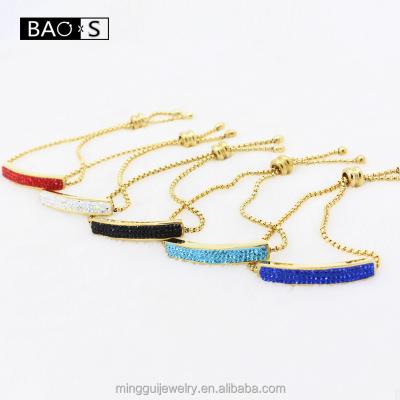 China 2018 fashionable new bolo bracelet, CZ crystal chain bracelet, gold planted jewelry bangle bracelet for girl for sale