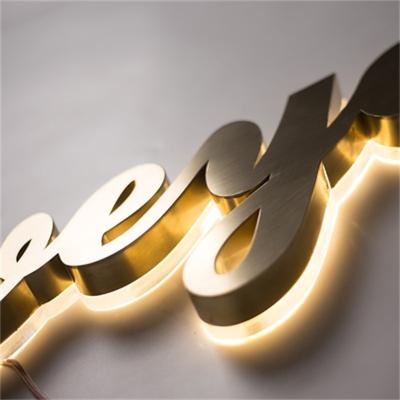 China Buildings Illuminated Sign Marquee Led Light Up Lights Stainless Steel 3D Interior Wall Custom Letter Logo Sign for sale