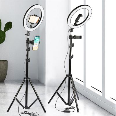 China Dimmable Selfie Beauty Studio Photo Circle Usb Visual Lamp Led Ring Light With 2M Tripod Stand 10 Inch for sale